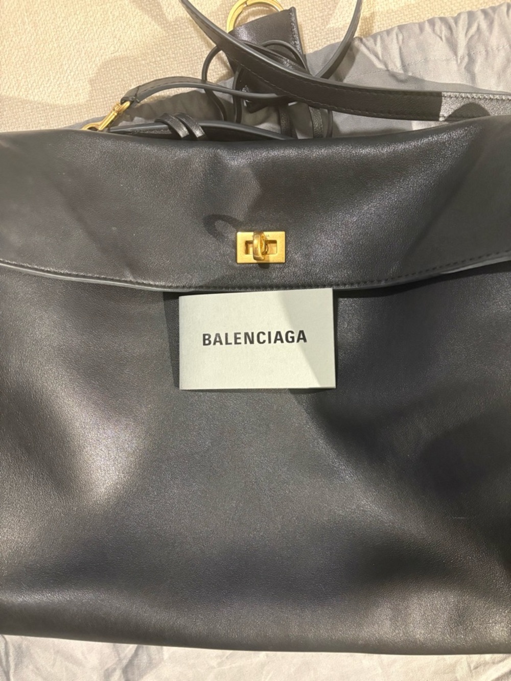 Balenciaga Black Leather Shoulder Bag with Gold Hardware - Picture 7 of 9